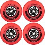 AOWESM Inline Skate Wheels 80mm 76mm 72mm 85a Outdoor Indoor Black Blue Red Roller Hockey Blades Replacement Wheels w/Bearings ABEC-9 and Floating Spacers (4-Pack) (Red, 80mm)