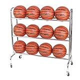 CHAMPRO 12 Ball Rack with Casters for Basketball, Volleyball, and More, Upright