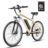 Jasion EB5 Electric Bike for Adults with Peak 750W Brushless Motor, 40Miles 20MPH Commuting Electric Mountain Bike with 360Wh Removable Battery, 7-Speed, 26" Tires and Front Fork Suspension