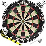 Viper Dead-On Tournament Bristle Steel Tip Dartboard Set with Staple-Free Bullseye, Metal Triangular Spider Wire for Reduced Bounce Outs and Increased Scoring; High-Grade Self-Healing Sisal Board
