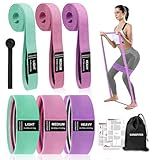 KANGFITER Long and Short Fabric Resistance Bands with Door Anchor 7 PCS, Non-Slip Stretch Booty Bands for Working Out Women & Men, Loop Exercise Elastic Bands for Home Physical Therapy Yoga Pilates
