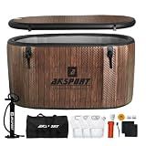 AKSPORT Ice Bath Tub for Athletes, 151 Gallons Inflatable Cold Plunge Tub Compatible with Water Chillers, Icebath for Recovery & Cold Water Therapy, Portable Bathtub for Indoor & Outdoor-Wood