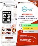 Stink Gone 2-in-1 Sports Equipment Cleaner & Odor Eliminator - 3X Enzyme Concentrate for Gloves, Hats, Helmets, Cleats, Shoes, Clothes, Bags, Sports Equipment & Athletic Gear, 16oz