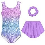 Idgreatim Girls Gymnastics Leotards Size 5-6 Neon Gymnastics Outfit 3 Piece Tumbling Ballet Dance Dress Set