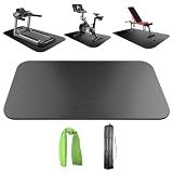 Bike Mat,Treadmill Mat,Compatible for Elliptical,Exercise Bikes, Stationary Cycles,Spin Bike,Under Exercise Bike Trainer Pad for Indoor Stationary Gym Fitness Equipment Hardwood Floor Protector (60" x 23.6")