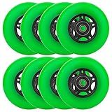 WHEELCOME Inline Skate Wheels Outdoor & Indoor Blade Roller Skate Wheels 85a Roller Hockey Wheels w/Bearings ABEC-9 for Scooter Luggage Repair, 64mm 70mm 72mm 76mm 80mm Dia, 8-Pack (Green, 80mm)