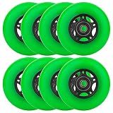WHEELCOME 8-Pack Inline Skate Wheels, 85A, Indoor & Outdoor (Green, 80mm)