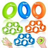 Pnrskter Hand Grip Strengthener, Finger Exerciser, Grip Strength Trainer (6 PCS),New Material,Forearm Grip Workout, Finger Stretcher, Relieve Wrist Pain, Carpal Tunnel, Trigger Finger, Mallet Finger and More.