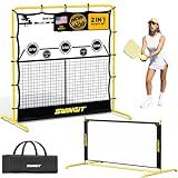 Portable Pickleball Training Net, 2in1 Solo Rebounder Net System for Dinks Volleys Tennis, USAPA Approved Accuracy Trainer Equipment with Carry Bag, Outdoor & Indoor Prefer Backyard, Driveway, Garage