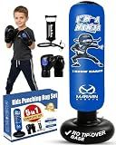 Marwan Sports Ninja Kids Punching Bag — Inflatable Sensory Toy & Birthday Gift for Boys & Girls Ages 4-12, 63" Freestanding 5-in-1 Kit, Indoor Apartment-Quiet Sensory-Friendly Active Play