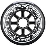 AOWISH 90mm Speed Inline Skate Wheels 90 mm Roller Blades Wheel 88A Outdoor Speed Skating Shoes Replacement Wheels, Black, Set of 4