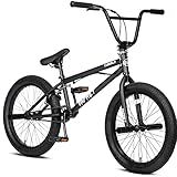 cubsala Freestyle BMX Bike, 20 Inch Yaphet Bicycle for Teen Youth Beginner Adult Riders, Bike with 360° Rotating Handlebar and 4 pegs, Color Black