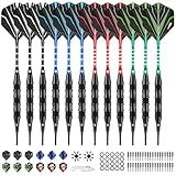 CyeeLife Darts Plastic Tip - Professional Soft Tip Darts Set - 12 Pcs 20 Gram with 50 Extra Tips 12 Shafts 24 Flights 20 Rubber Rings 2 Flight Protectors and Tool for Electronic Dartboard
