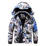 OHSNMAKSL Boy's Waterproof Ski Jacket Warm Winter Snow Coat Kids Fleece Snowboarding Thick Hooded Windproof Coats Blue camo-10-12