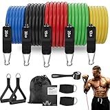 WHATAFIT Resistance Bands Set with Handles - Exercise Bands Home Gym Strength Training Equipment, Includes Door Anchor & Ankle Straps for Full Body Workout Bands, Physical Therapy - for Men and Women