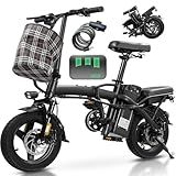 Electric Bike for Adults Teens, Folding E-Bike,Commuter City Foldable ebike with 560W Motor and 48V 10Ah Battery, 24MPH Speed,3-Level Assist, Dual Disc Brakes,14" Compact Electric bicycle with Pedals
