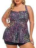 Summer Mae Women Plus Size Two Piece Tankini Swimsuits Flowy Bathing Suits Tummy Control Swimwear with Shorts Star Whole Sky 22 Plus