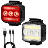 TioyFiuy Bright Bike Lights Set for Night Riding, 9+9 Modes Rechargeable eBike Lights Front and Back, Waterproof Bicycle Lights, Bike Headlight and Tail Light Set for MTB, Off-Road & City Riding