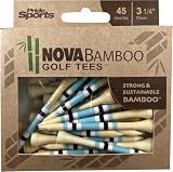 PrideSports Nova Bamboo Golf Tees - 45 Count, 3-1/4 Inch - Blue/White/Navy Stripe - Striped for Consistency