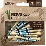 PrideSports Nova Bamboo Golf Tees - 45 Count, 3-1/4 Inch - Blue/White/Navy Stripe - Striped for Consistency