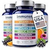 Immuneti Advanced Immune Support – Doctor Formulated 6-in-1 Daily Immunity Supplement – Made in USA – with Vitamin C, D3, Zinc, Elderberry, Garlic & Echinacea - Vital Nutrients & Antioxidants (3)