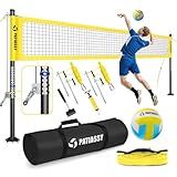 Heavy Duty Professional Volleyball Net Set for Backyard & Beach, 32-Ply Reinforced Net with Steel Anti-Sag Winch, Height-Adjustable Rust-Proof Aluminum Poles & Portable Carry Bag