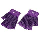 ProsourceFit Grippy Yoga Gloves, Yoga Hand Grips with Firm Fingerless Design, One Size Fits All Yoga Gloves with Grips for Women and Men, Purple
