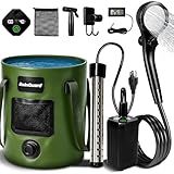 Motivekit™ Portable Camping Shower | 6.6 Gallons Foldable Bucket, 6000mAh Shower Pump, 6' 7" Shower Head, 1500W Immersion Heater, Summer Beach Outdoor Showering Hiking Pet Bath RV Car Wash Water Plant