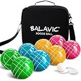 Bocce Ball Set with Pallino, Carry Bag & Measuring Tape - Bright Multicolor Bocce Ball Game Set for Backyard, Lawn & Beach - 100mm Resin Balls for 2-8 Players