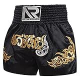 Muay Thai Shorts Boxing Fight Kickboxing Grappling Training Workout Gym Shorts for Men Women Kids (as1, Alpha, l, Regular, Regular, Black 01)