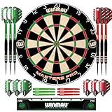 Winmau Darts - Masters Pro Premium Bristle Dartboard Set - Includes Dart Board, Darts, Flights, Shafts and Oche Strip - Professional Steel Tip Darts & Dart Board for Adults