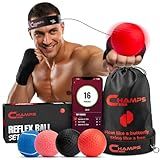 Champs MMA Boxing Reflex Ball Set with Punch Counter App | 4 Balls with Varying Weights, Headband & 4 Spare Strings to Improve Speed, Hand Eye Coordination Training | Boxing Equipment, MMA Gear Gift