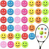Jexine 35 Pcs Tennis Vibration Dampener Silicone Racket Dampener Cute Tennis Supplies Racket for Gift (Smile)