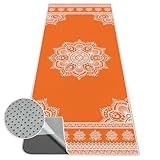 alissgorat Yoga Towel,Absorbent Yoga Mat Towel for Hot Yoga Non Slip,Stylish Prints,Ideal for Workouts,Hot Yoga,Bikram,Pilates Equipment,72 x 27 in,Orange Mandala