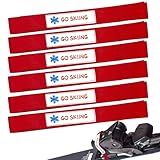 Vecacosic Ski Brake Retainer Strap, 18.9" Adjustable Nylon Binding Brake Retainer Bands, Durable & Reusable Snowboard Brake Retainers for Skis Waxing and Tuning, Easier to Put in Place (Red-6 Pack)