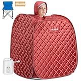 VIVOHOME Portable Personal Steam Sauna Spa with 1.8L 800 Watt Steam Generator, Foldable Chair, Home Sauna Spa Tent for Detox Relaxation, Brown
