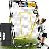 Adjustable Volleyball Rebounder Net 7x4FT/4x4FT– Bounce Back Practice Equipment for Volleyball Spike, Serving Trainer for Lacrosse Training, Ideal for Outdoor Indoor and Backyard Training (7FTx4FT)