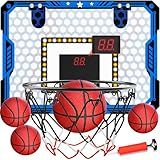 Indoor Basketball Hoop for Kids, Over The Door Mini Basketball Hoop Set with LED Lights, Scoreboard, 4 Balls & Sound Effects - Indoor Toys Gift for Boys & Girls Ages 3-12 for Birthday & Christmas