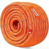 VEVOR Double Braided Polyester Rope, 1/2 in x 120 ft, 48 Strands, 8000 LBS Breaking Strength Outdoor Climbing Rope, Arborist Rigging Rope for Rock Hiking Camping Swing Rappelling Rescue, Orange/Black