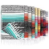 Peryiter 9 Pcs Mexican Blanket Bulk Large Yoga Blanket Striped Falsa with Fringed for Outdoor Beach Picnic Couch, 45 x 70 inch(Bright Colors)