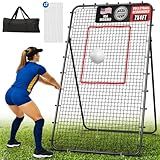 Oswerpon Volleyball Rebounder Net 7x4 FT, 5-Angle Adjustable Bounce Back Net, Steel Frame & PE Training Net for Volleying/Spiking, Rust-Resistant & Durable – w/Travel Bag for All Ages, Black, 2 NETS