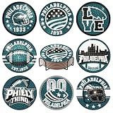 Aoryalps 8PCS Diamond Painting Coasters Kits with Holder, 5D DIY Football Design Diamond Art Coasters Sets for Phil Team Fans Home Decor and Gift