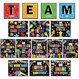 gisgfim 15Pcs Inspirational Classroom Posters Teamwork Motivational Bulletin Board Colorful Team Together We Are Better Wall Art Positive Decor for Office School Home Classroom Decoration Supply