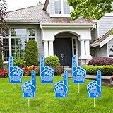 Kathfly 12 Pcs Blue Team Spirit Yard Sign Kit Game Days School Spirit Events Sports Celebrations We're #1 Finger Outdoor Lawn Yard Sign for School Team Theme Party Decoration