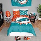 FOCO Miami Dolphins NFL Team Color Bed In a Bag Comforter Bedding 3 Piece Twin Set