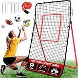 BAGAIL Volleyball Rebounder Net 7x4 Ft, Bounce Back Training Equipment with Unique Curved Frame for Better Catching, 5 Adjustable Angles for Volleying & Spiking, Easy Set Up & Sturdy Base - Red