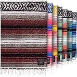 Authentic Large Handwoven Mexican Blanket - Soft Yoga- Durable Serape- Lightweight Falsa, Beach, Camping, Picnic, Outdoor Blanket 70"x50" - Cherry