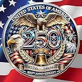 USA 250th Anniversary Commemorative Coin-American Eagle & Patriotic Symbols Collectible 1776-2026 USA 250th Anniversary,Suitable for History Enthusiasts and Veterans to Collect