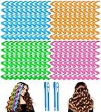42 Pieces Heatless Waves Hair Curler, No Heat Damage Wavy Hair Curlers with 2 Sets of Styling Hooks, Heatless Curls for Women Girls Long Hair(4 Colors,55cm/ 21.65")