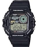 Casio WS-1700H Series | Illuminator Tide Graph Moon Phase | Men’s Digital Watch | Black | 100M WR | Resin Band | Dual Time | Countdown Timer | Multi Alarms | Auto Calendar | LED Backlight | 10 Yr Batt